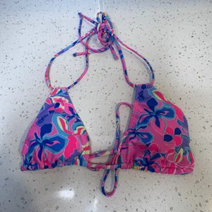 Pink‎ Blue Floral Triangle Bikini Top Halter Swimwear Women Small thumbnail 1