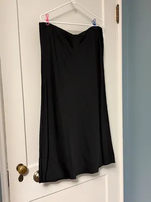 J Crew black satin midi skirt size XL classic wardrobe staple minimalist neutral thumbnail 2