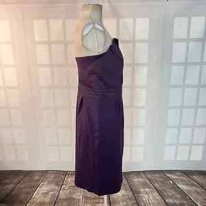 Deletta Anthropologie Purple Strapless fanned bodice cocktail Dress Size M thumbnail 6
