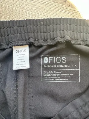 FIGS Technical Collection Black Scrub Pants Drawstring Waist Twill Size Small thumbnail 3