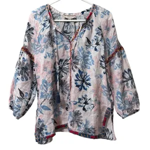 Johnny Was‎ Workshop Size Small Embroidered Long Sleeve Tunic Top Blouse Floral thumbnail 1