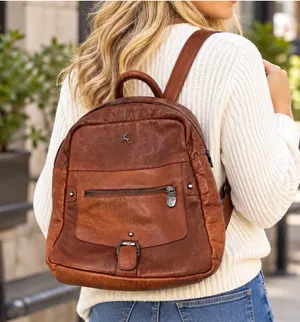 Ashwood backpack Purse Top Handle Zip Buckle Silver Hardware Pockets thumbnail 1
