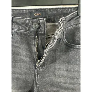 Quince Black Organic Cotton Tencel Straight Leg Jeans Womens Size 26 Faded Denim thumbnail 4