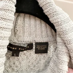 Jeanne Pierre Cable Knit Fisherman Tunic Sweater Gray thumbnail 7