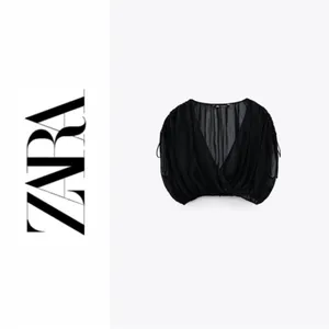ZARA METALLIC THREAD SHEER CROP TOP in Black Gold, Size XS, NWT thumbnail 5