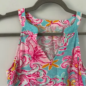 Lilly Pulitzer Arya Pink Blue Tank Lolita Print Sleeveless Cotton Tank Top XS thumbnail 3