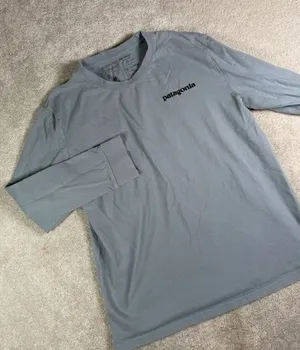 Patagonia Back Logo LS T-Shirt Womens L Regular Light Blue Hiking Camp Outdoors thumbnail 1