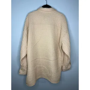 BDG Stanley Waffle Button Down Shirt Jacket XS Oversized Cream Shacket thumbnail 4