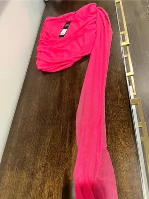 Hot Pink Sheer Draped Skirt / Cover-Up thumbnail 4