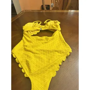 🧷 CUPSHE WOMEN'S ONE PIECE SWIMSUIT CUTOUT SCALLOP TRIM, XL, Yellow🆕 thumbnail 7