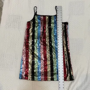 medium sequin multicolor striped mini dress metallic D4 2921 Blue thumbnail 4