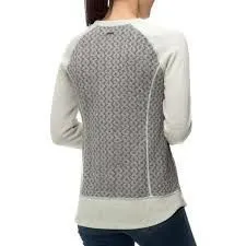 Prana Aya Gray Gravel Cable Knit Patchwork Wool Blend Sweater Large thumbnail 9