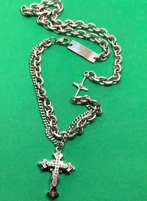 Titanium Steel Layered Cross Pendant Necklace for Men Women,Cross Necklace thumbnail 6