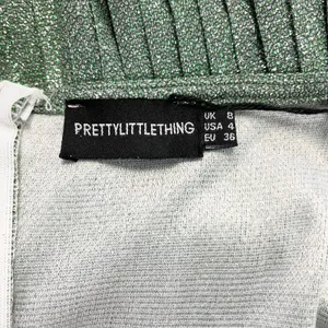 Pretty Little Thing Glitter Dress Womens US 4 Pleated Emerald Green Skater‎ Glam thumbnail 5