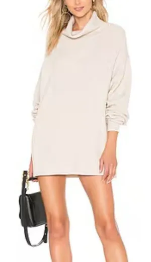Free‎ People Cream Ribbed Softly Structured Tunic Sweater thumbnail 1