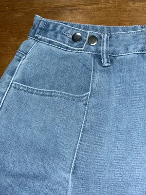 Yesfashion Women’s High-Waisted Wide Leg High rise Jorts Light Wash Size Large thumbnail 5