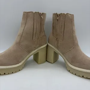 NWOT Oasis Society Womens 8.5 Booties‎ Pink Beige Fabric Platform Heels Ankle thumbnail 4