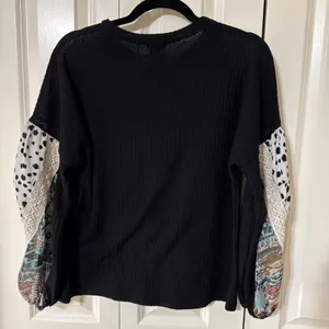 Women's Long Sleeve Grace & Emma Black Boho Hippie Style Shirt Sz Small Coquette thumbnail 3
