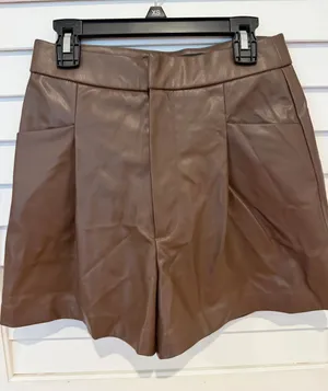 Zara Faux Leather Dress Shorts Sz XS Brown Glam Going Out Night Club thumbnail 1