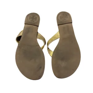 Tory Burch Thora Embossed Gold Leather Snakeskin Thong Sandal Size 9 Flip Flop thumbnail 2
