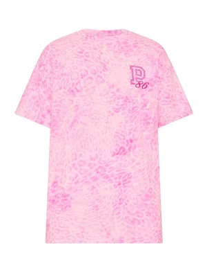 👚🐆PINK VICTORIA’S SECRET Campus Cotton Oversized Tee Pink Leopard LARGE thumbnail 2