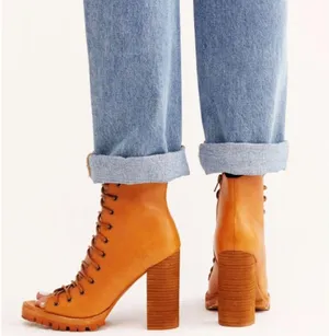 Free People Palermo Heels Ankle Boots Leather Lace-Up Corset Cutouts Booties 7 thumbnail 2