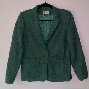 VTG Prophecy S Blazer 100% Wool Collar 3 Button Pockets Blue thumbnail 1