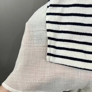 Free People French Kiss Mixed Media Top Stripe Blue White High Low Size Small thumbnail 7