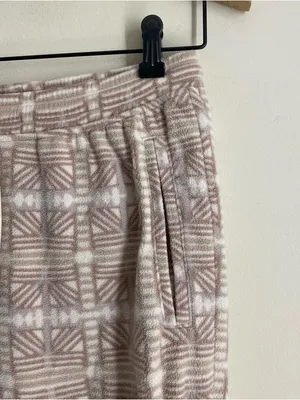 Patagonia Micro D Fleece Joggers Womens S Snow Bean Natural Geometric Cozy Pants thumbnail 5