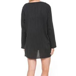 SALE Billabong Black Lace-Up Beach Cover-Up Dress Long Sleeve Boho Small thumbnail 8