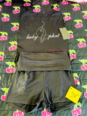 NWT Baby Phat Black Rhinestone Logo Cami & Shorts Set thumbnail 3