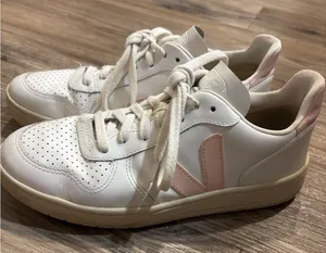 Veja Women's White and Pink Casual Sneakers thumbnail 1