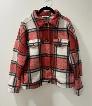 Staccato Red Plaid Front Button Up Jacket  thumbnail 1