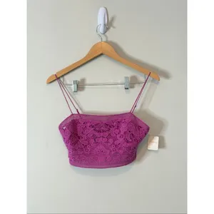 Free People Fp One Lyra Bralette Crochet Embroidered Smocked Strap Top Size M‎ thumbnail 2