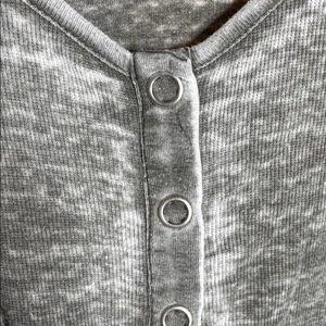 Chaser Washed Gray Baby Rib Snap Front Top Soft Cotton Stretch Size XS thumbnail 6