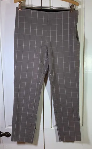 A New Day Brown Windowpane Plaid Skinny Ankle Pants Womens‎ 8 High Rise Stretch thumbnail 1
