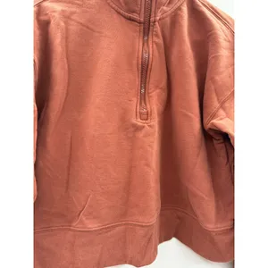 Fabletics Quarter Zip Sweatshirt Womens M Rust Terracotta‎ Cropped French Terry thumbnail 4