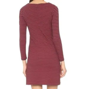 Madewell Mini Dress Shift Long Sleeve Striped Knit Crew Neck Red Navy‎ Women XS thumbnail 4