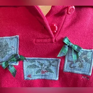 Vintage Pullover Sweatshirt Large Winterberry Holly whimsical unique Christmas‎ thumbnail 6