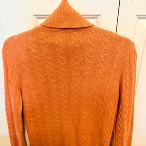 J.Crew Womens Orange Cable Knit Turtleneck Sweater Long Sleeve Ribbed Trim thumbnail 2