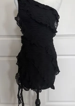 Zara Black One-Shoulder Bodycon Dress thumbnail 1