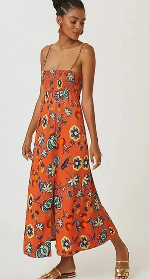 Anthro/ Maeve Floral Cross-Back Maxi Dress thumbnail 1