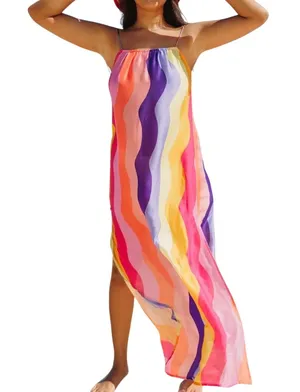 Sundress Grace Capri Multicolor Rainbow Long Maxi Slip Dress Women’s Size M/L thumbnail 1