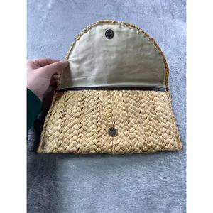 Handmade Straw Clutch Handwoven Purse Boho Coastal Beach Resort Woven Festival Bag thumbnail 3