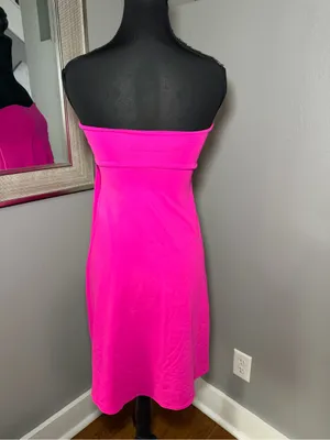 Susana Monaco x Revolve Strapless Empire Waist Hot Pink Barbie Mini Dress XS thumbnail 4