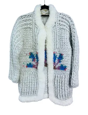 Vintage Andriano 1970's Chunky Knit Cardigan Oversized Bohemian Hippie Sweater thumbnail 1