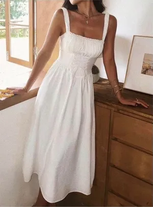 Commense White Coastal Cowgirl Corset Long Dress XL NWT thumbnail 1