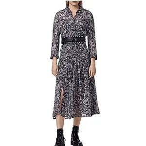AllSaints Eley‎ Rosey dress featuring a sheer dark floral print Size 6 thumbnail 3