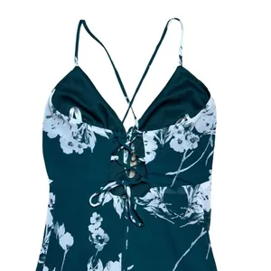 Lulu’s Flirtatious Essence Emerald Green Floral Lace Up Midi Dress US XS thumbnail 7