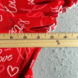 1250 | Heart Print Lettuce Trim Pajama Set Loungewear Red‎ Women XL 16-18 thumbnail 7